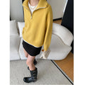 Casual Loose High Neck Half-Zip Knit Sweater Fashionable Relaxed Style
